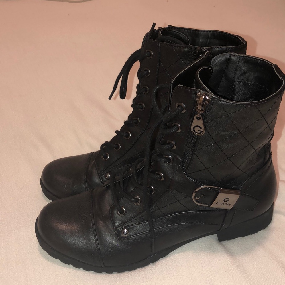 G By Guess Black Combat Boots